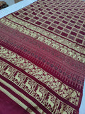 Pure Gaji Silk Khadi Hendloom Ghatchola Azarak Printe Saree With Zari Weaving Nr Kcpc Design C