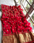 Gaji Silk Ghatchola Handwork Sarees With Blouse Nr Amt Red Saree