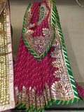 60 Gram Jorjett Fabric Lahriya Modthra Nd Bandhej Saree Kml Or Rani