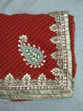 60 Gram Jorjett Fabric Lahriya Modthra Nd Bandhej Saree Kml Or Red