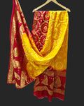 New Banarasi Bandhej Ghatchola Ring Dupatta Or Kc Red Yellow