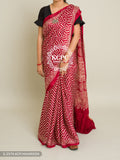 Pure Gaji Silk Ajrakh Zigzag Modal Saree With Blouse