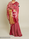 Pure Gaji Silk Ajrakh Zigzag Modal Saree With Blouse Mahroon