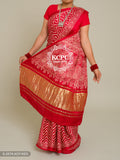 Pure Gaji Silk Ajrakh Zigzag Modal Saree With Blouse Red