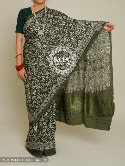 Pure Ajrakh Modal Silk With Patola Style Saree Kcpc Dr Saree