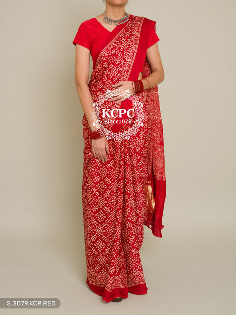 Pure Ajrakh Modal Silk With Patola Style Saree Kcpc Dr Saree
