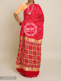 Pure Gaji Silk Modal Wifi Ajrakh Bandhani Chokda Pallu Saree With Blouse Red