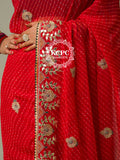 Pure Georgette Beautiful Lehriya Design With Embroidery Gotaptti Work Border Saree, ASH, OR