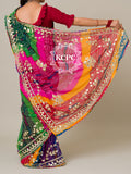 KCPC Special Pure Georgette Multi Colour Bandhani Leheriya Gotapatti Work Saree