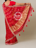 Pure Gaji Silk Bandhej with gotaptti Work With Tussles Saree, KCPC, NR