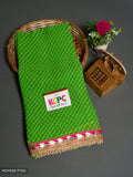 Kcpc Originals Mothda Gotapatti Jodhpuri Leheriya Georgette Sarees With Blouse Kcpc Parrot Green