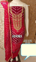 Bandhani Silk Gotapatti Dress Material Or Kcpc Red Suits