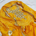 Bandhani Silk Gotapatti Suit Or Kcpc Yellow Suits