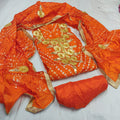 Bandhani Silk Gotapatti Dress Material Orange Suits