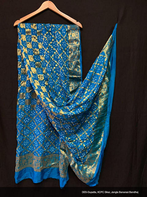 Pure Banarasi Silk Bandhej Ghatchola Dupatta Or Kc Firoji