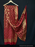 Pure Banarasi Silk Bandhej Ghatchola Dupatta Or Kc Red