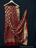 Pure Banarasi Silk Bandhej Ghatchola Dupatta Or Kc Mehroon