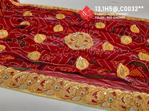 Marwadi Belbuti Traditional Odhna Or Kc Chunri (Pure Georgette Fabric) Pila