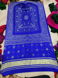Pure Gaji Silk Bandhani Chandokhani Dupatta Royal Blue Dupatta
