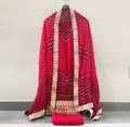 Bandhej Silk Gotapatti Suits Or Kcpc Red Suits