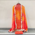 Bandhej Silk Gotapatti Suits Or Kcpc Orange Suits