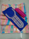 Chanderi Silk Gotapatti Suit With Kota Doria Dupatta And Santoon Bottom Or Kml Blue Suits
