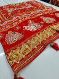 Pure Gaji Silk Bandhani Ghatchola Gotapatti Work Bridal Style Dupatta Kcpc Nr