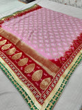 Pure Georgette Bandhani Ghatchola Dupattas With Gotapatti Border Or Kcpc Red Light Pink Dupatta