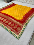 Pure Georgette Bandhani Ghatchola Dupattas With Gotapatti Border Or Kcpc Red Yellow Dupatta