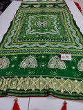 Pure Gaji Silk Bandhani Ghatchola Gotapatti Work Bridal Style Dupatta Kcpc Nr Bottle Green