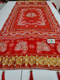 Pure Gaji Silk Bandhani Ghatchola Gotapatti Work Bridal Style Dupatta Kcpc Nr Red