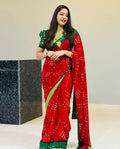 cotton bandhani printed saree