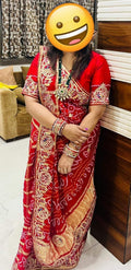Pure Gaji Silk Bandhani Ghatchola Gotapatti Saree With Blouse