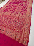 Pure Figure Design Khaddi Georgette Upada Janglaw Bandhani Neemzari Saree with blouse, IR, kc