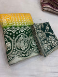 Pure Banarasi Dola Silk Lehenga With Zari Work Bit Or Yellow Green Lehenga