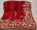 Pure Georgette ozariya bhandej traditional bhendej work and peacock design saree, AMT, NR