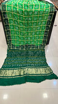 Pure Gaji Silk Bandhani Ghatchola Saree Kcpc Nr Parrot Green