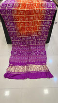 Pure Gaji Silk Bandhani Ghatchola Saree Kcpc Nr Orange Purple