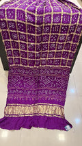 Pure Gaji Silk Bandhani Ghatchola Saree Kcpc Nr Purple