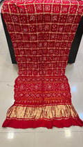 Pure Gaji Silk Bandhani Ghatchola Saree Kcpc Nr Red