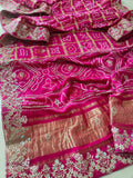 Pure Gajji Silk With Tissue Zero Gotapatti Work Sequence And Zardozi Moti Saree Kcpc Nr Rani Saree