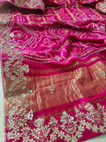 Pure Gajji Silk With Tissue Zero Gotapatti Work Sequence And Zardozi Moti Saree Kcpc Nr Saree