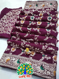 Pure Banarasi Cotton Silk With Zari Weaving Butti Border Saree Ash Or Saree