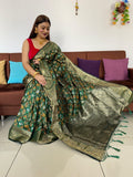 Beautiful Pure Soft Peddling Banarasi Silk Heavy Patola Saree Vjt Nr Green Saree