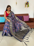 Beautiful Pure Soft Peddling Banarasi Silk Heavy Patola Saree Vjt Nr Blue Saree