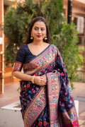Pure Kashmiri soft cotton silk heavy woven design zari weaving border saree, VJT, OR