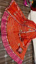 Traditional Jaipuri Beautiful Bandhni Gota Patti Work Lehenga Or Kml Orange