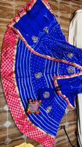 Traditional Jaipuri Beautiful Bandhni Gota Patti Work Lehenga Or Kml Blue