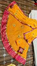 Traditional Jaipuri Beautiful Bandhni Gota Patti Work Lehenga Or Kml Yellow
