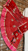 Traditional Jaipuri Beautiful Bandhni Gota Patti Work Lehenga Or Kml